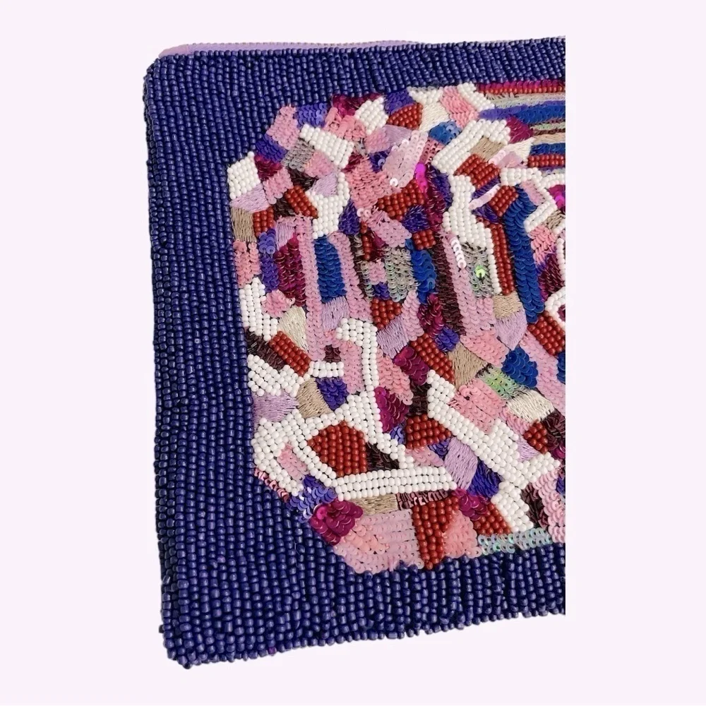RARE Ashley Longshore Beaded Pouch  “ALWAYS ASK FOR MORE…” -10.5 W x 7.5H
